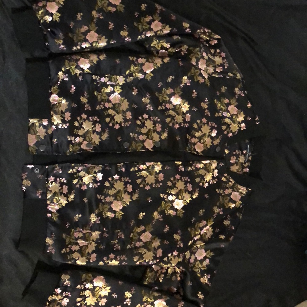 Black gold and pink bomber jacket